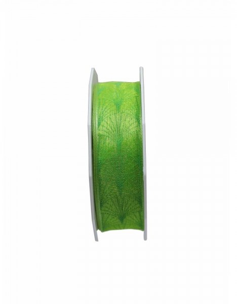 Geschenkband grasgrün Ginko 25mm breit, 20m, mit Drahtkante